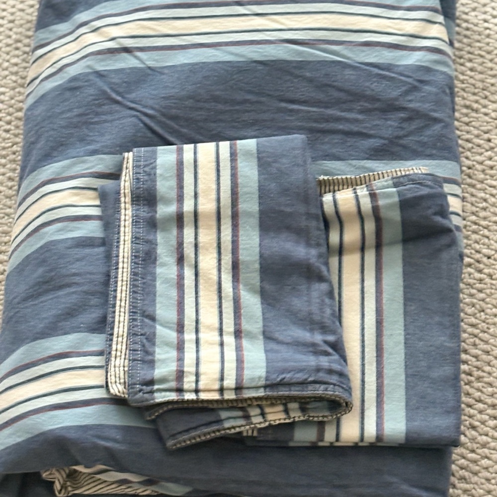 Ralph Lauren Blue and Cream Striped Duvet Cover Set - Picture 3 of 3